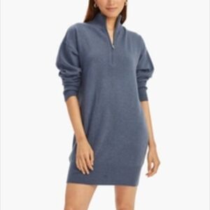 Recycled Cashmere Quarter Zip Dress - Forest Green